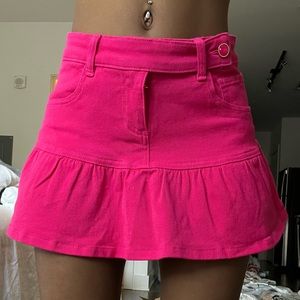 Dollskill Mini Pink Denim Skirt